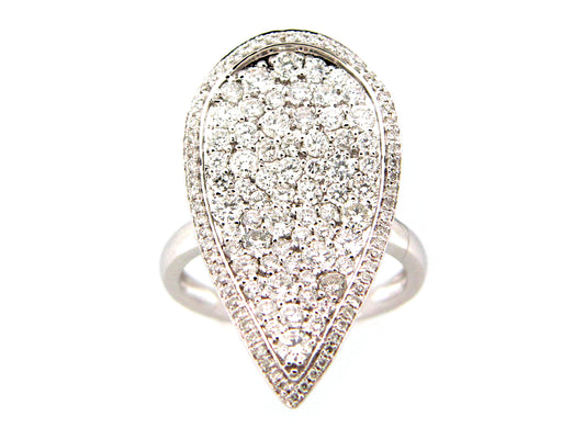 DIAMOND PAVE PEAR RING, 14KW (N)