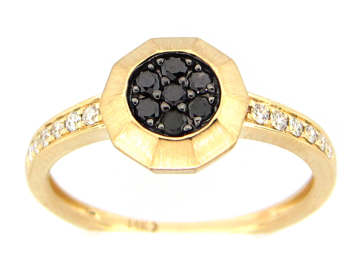 BLACK & WHITE DIAMOND RING, 14KY (R)