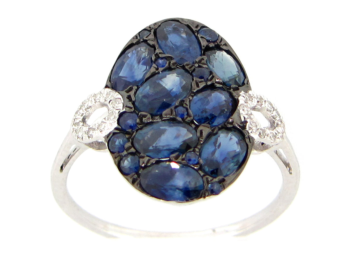 SAPPHIRE & DIAMOND RING, 14KW (H)