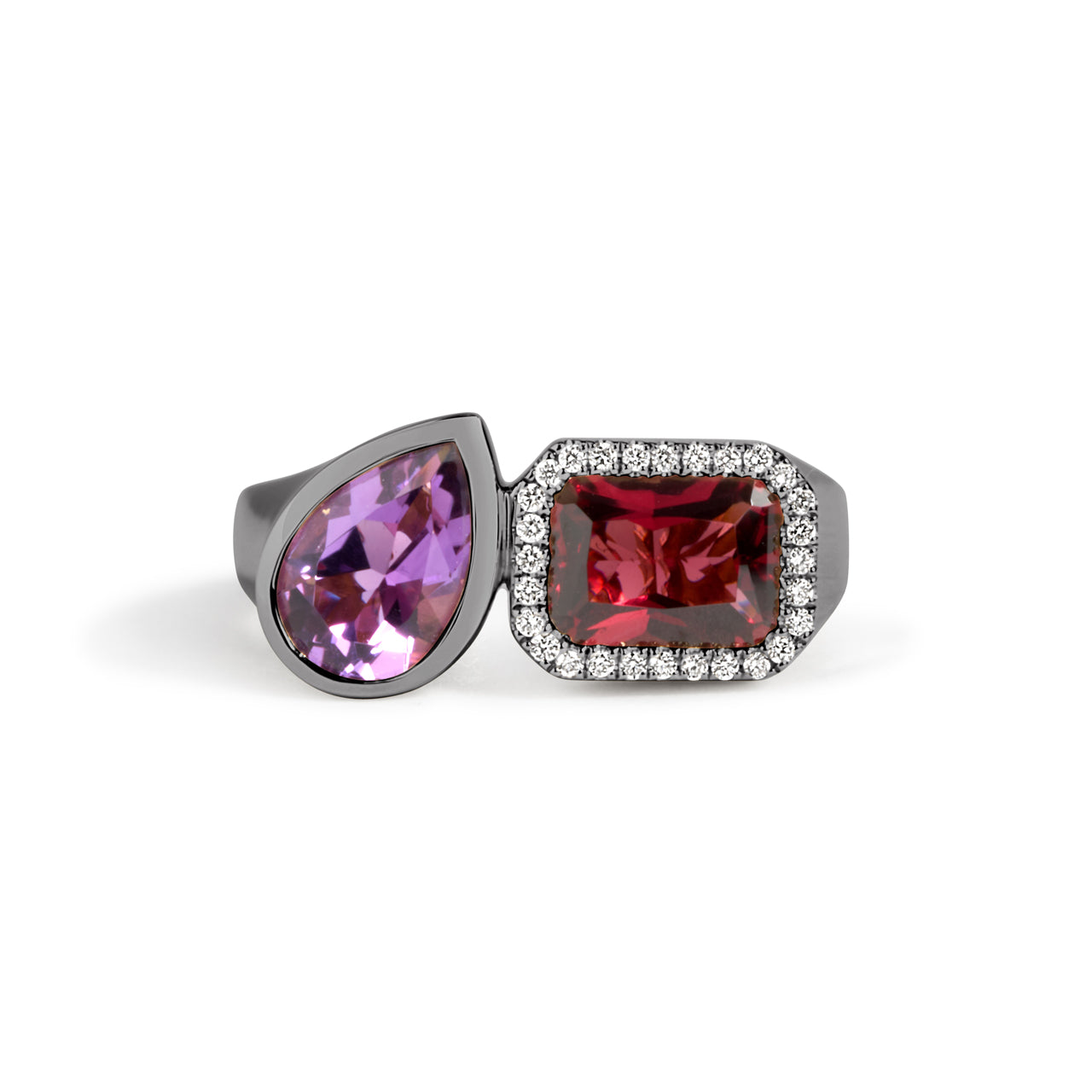 Rhodolite & Amethyst Toi Et Moi Ring