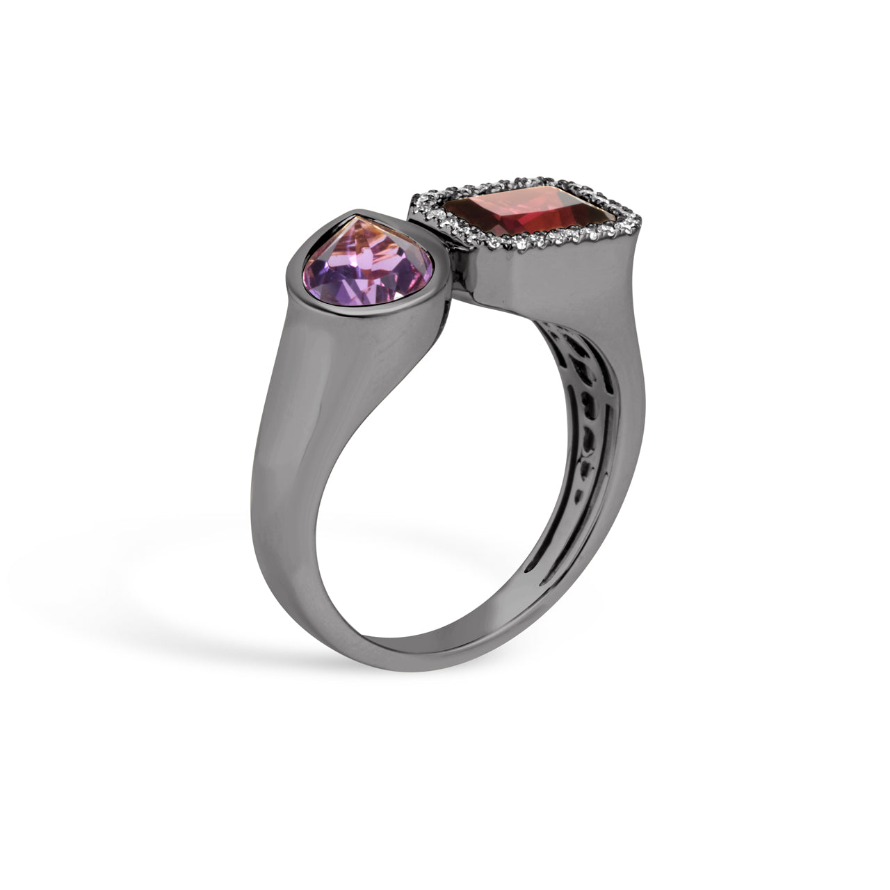 Rhodolite & Amethyst Toi Et Moi Ring