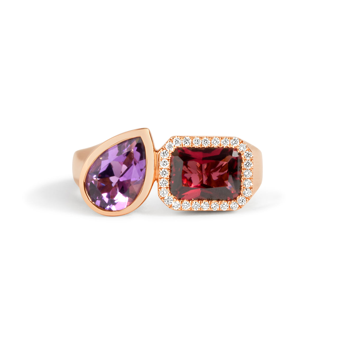Rhodolite & Amethyst Toi Et Moi Ring