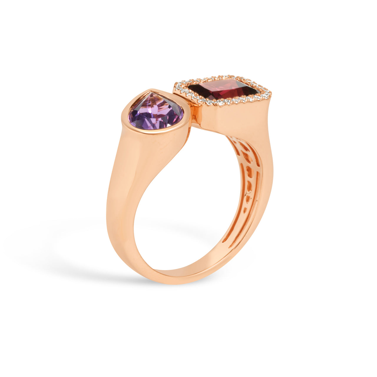 Rhodolite & Amethyst Toi Et Moi Ring
