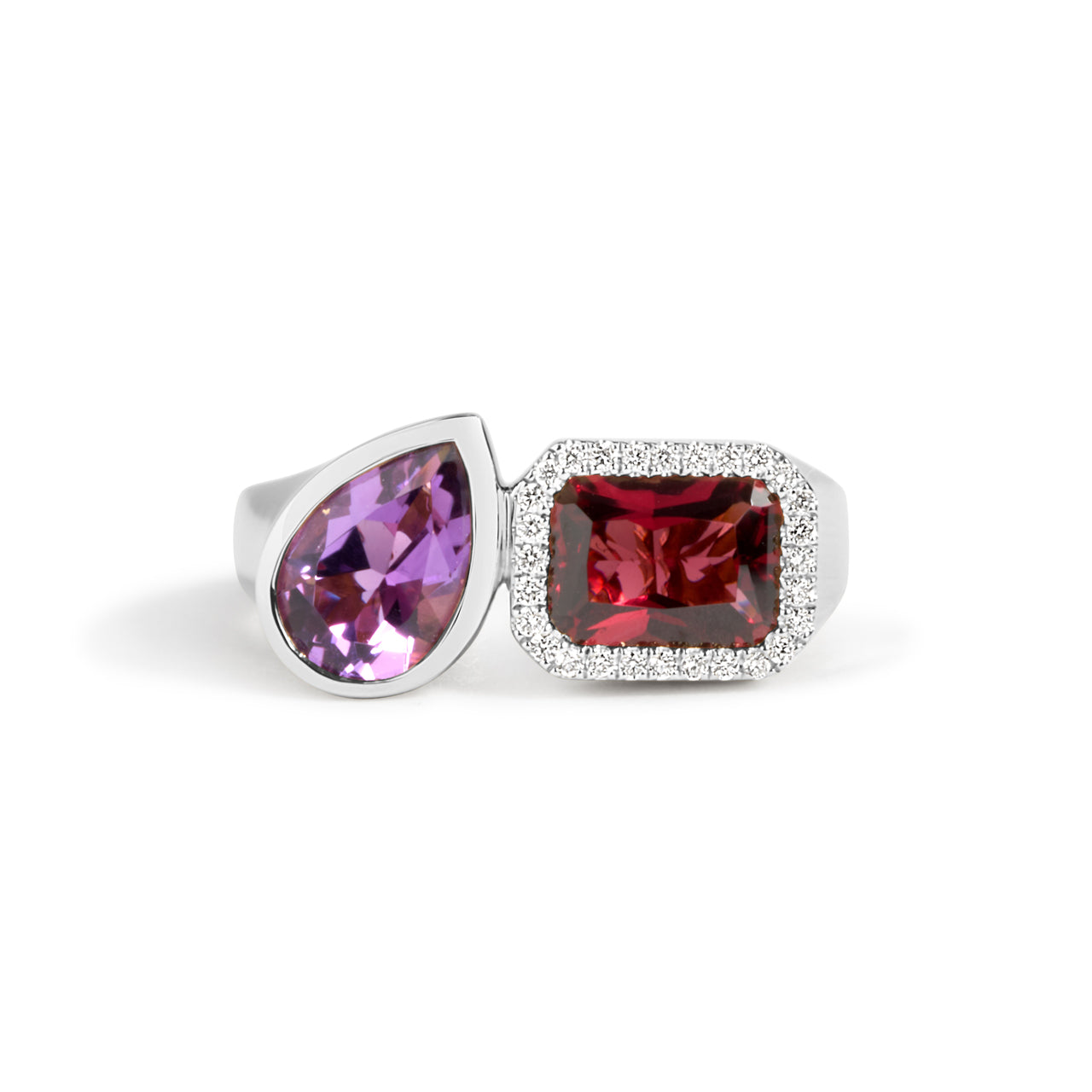 Rhodolite & Amethyst Toi Et Moi Ring