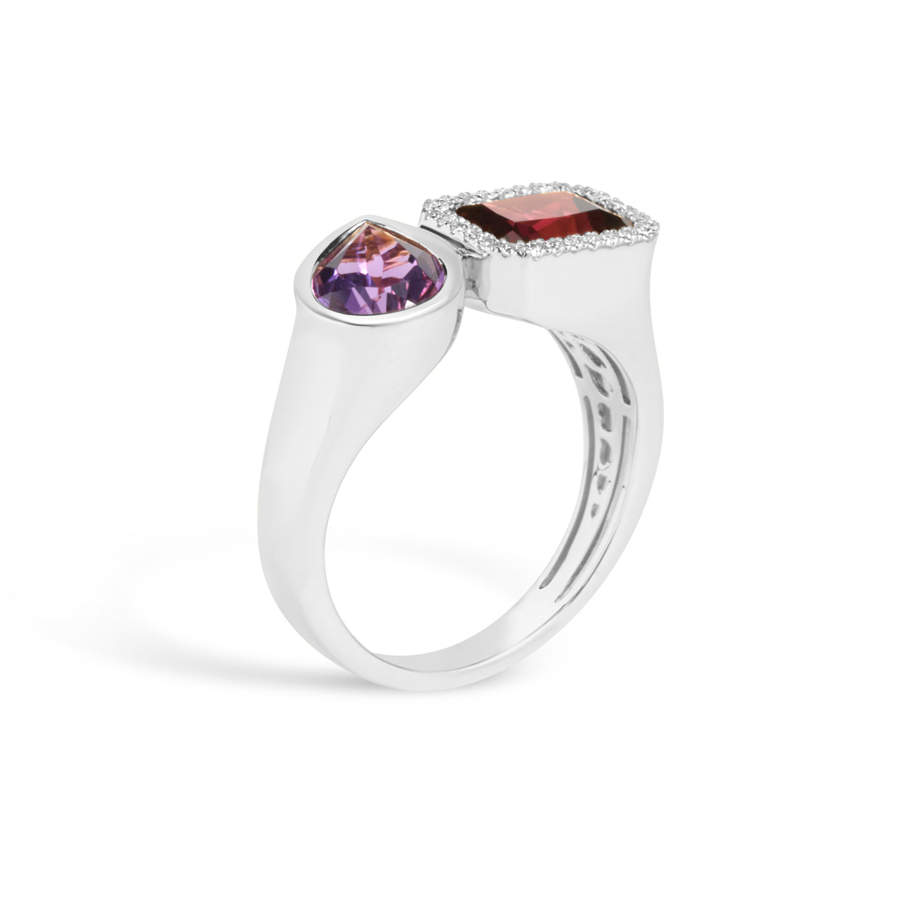 Rhodolite & Amethyst Toi Et Moi Ring
