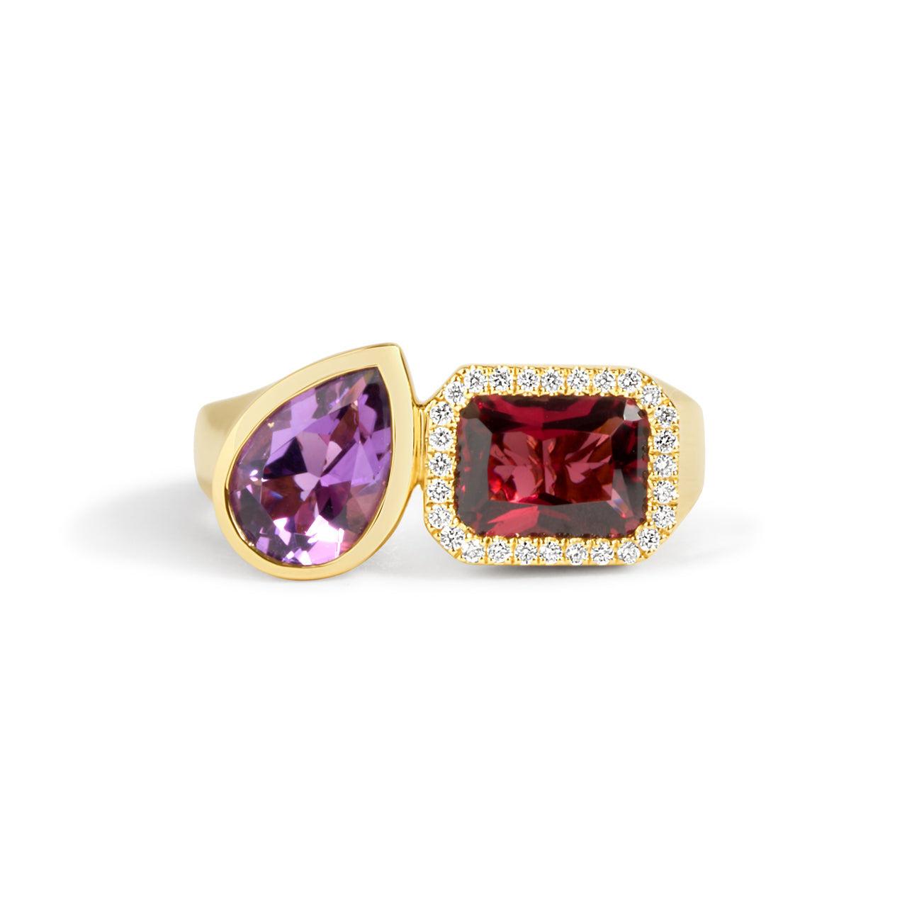 Rhodolite & Amethyst Toi Et Moi Ring