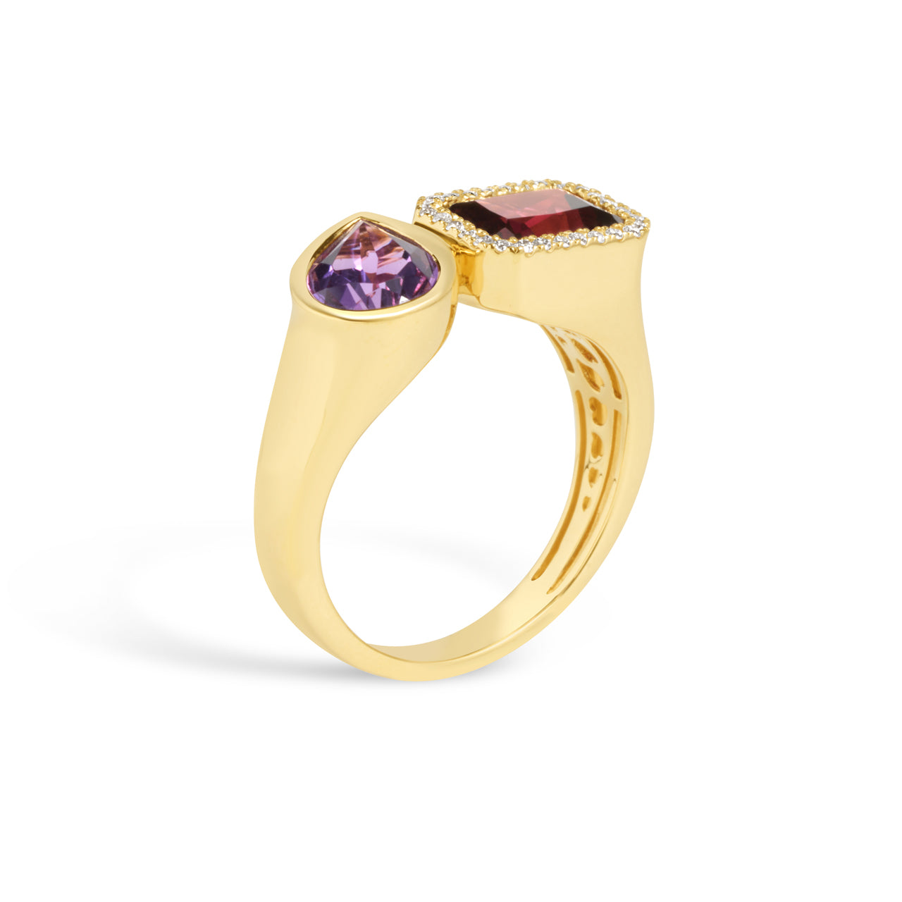 Rhodolite & Amethyst Toi Et Moi Ring