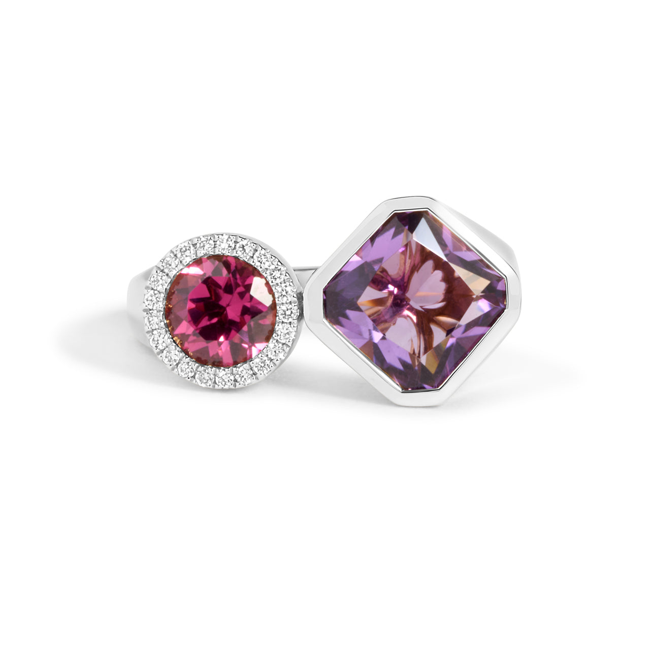 Amethyst & Rhodolite Toi Et Moi Ring
