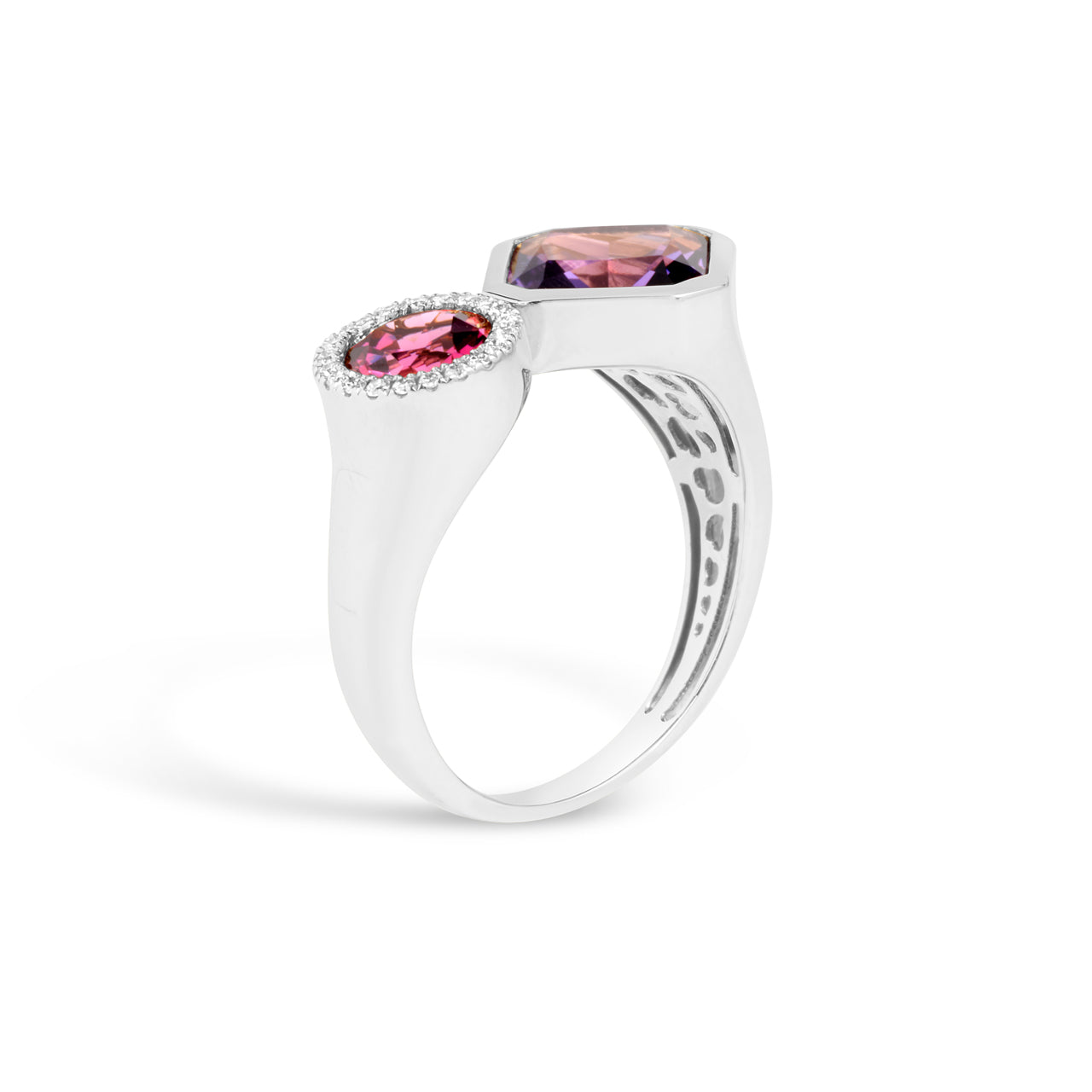 Amethyst & Rhodolite Toi Et Moi Ring
