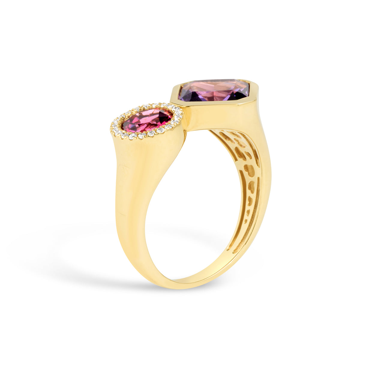 Amethyst & Rhodolite Toi Et Moi Ring