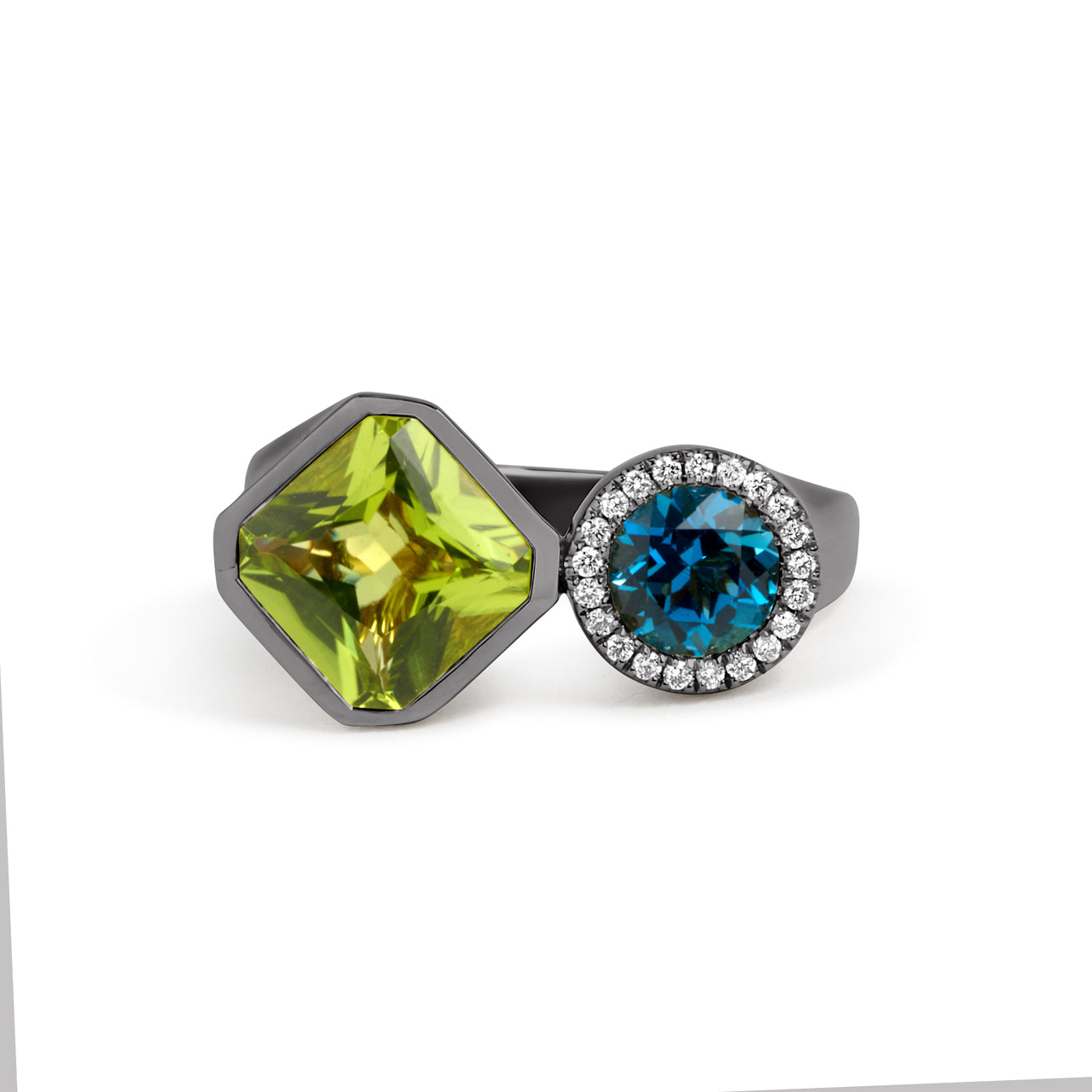 Peridot & Blue Topaz Toi Et Moi Ring