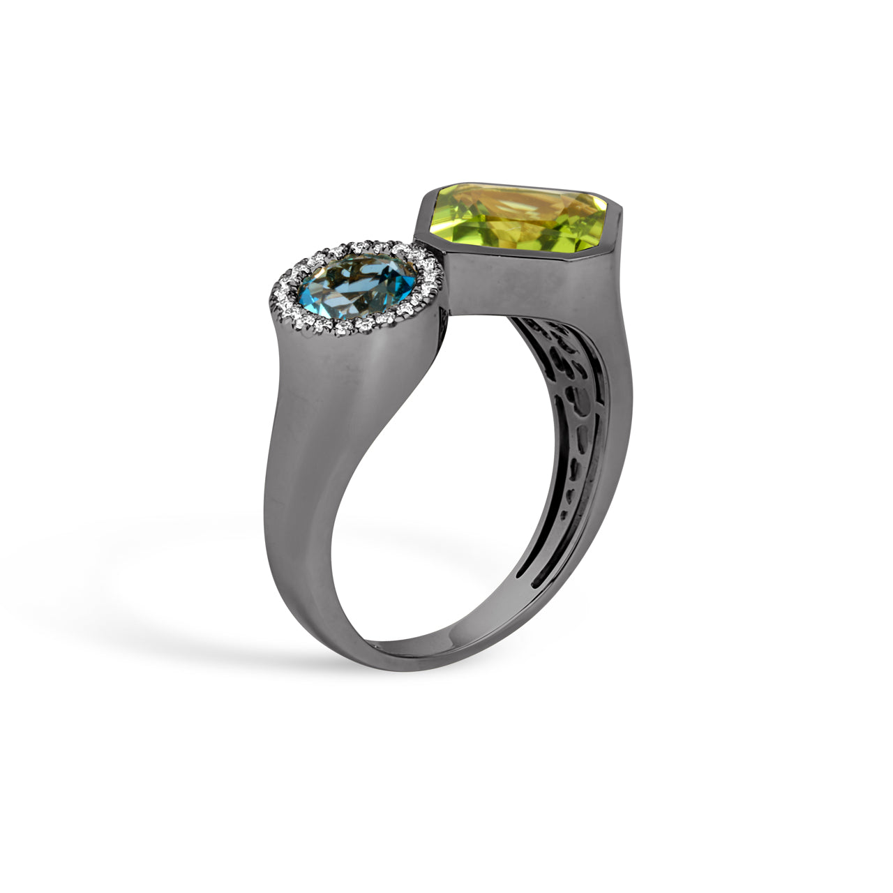 Peridot & Blue Topaz Toi Et Moi Ring