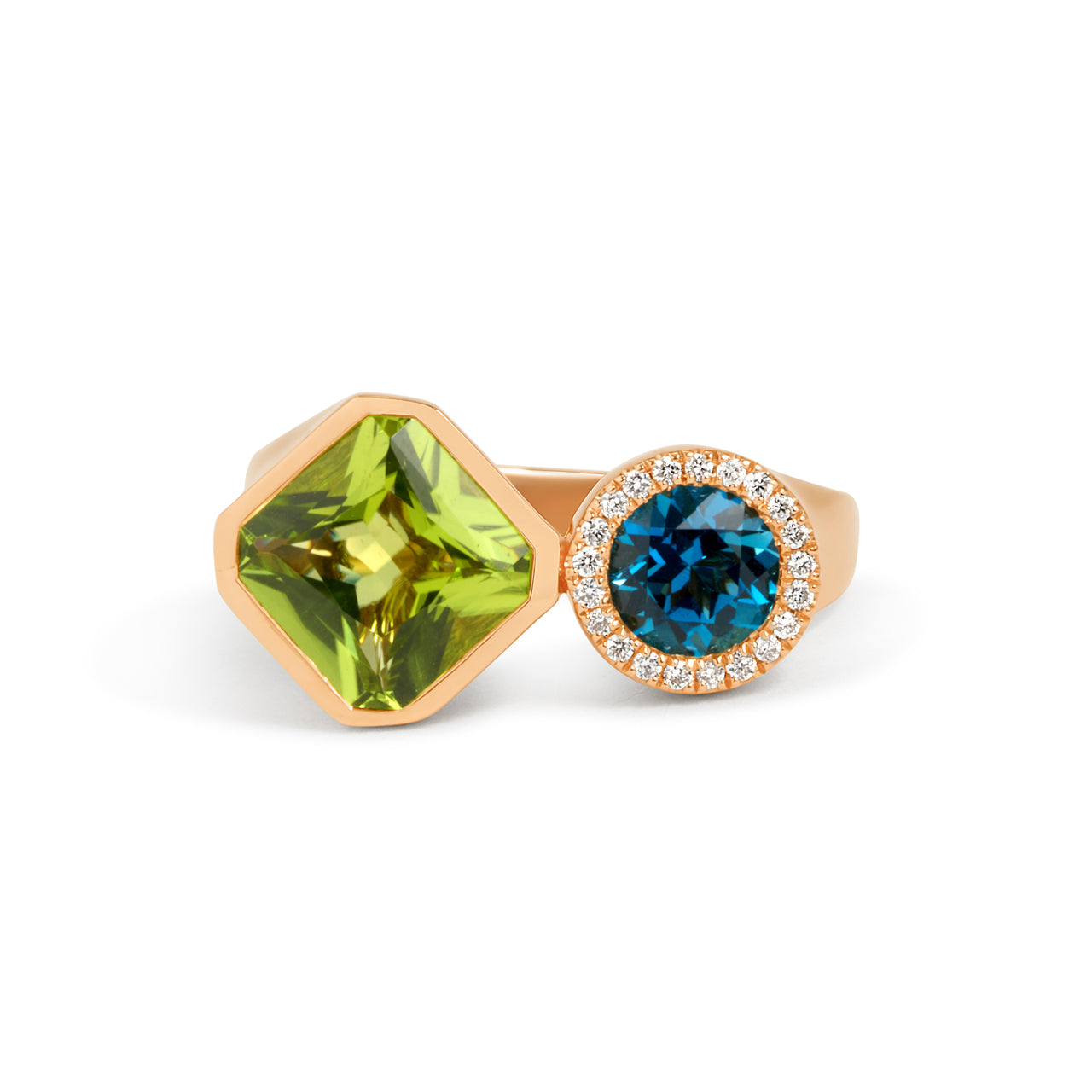 Peridot & Blue Topaz Toi Et Moi Ring