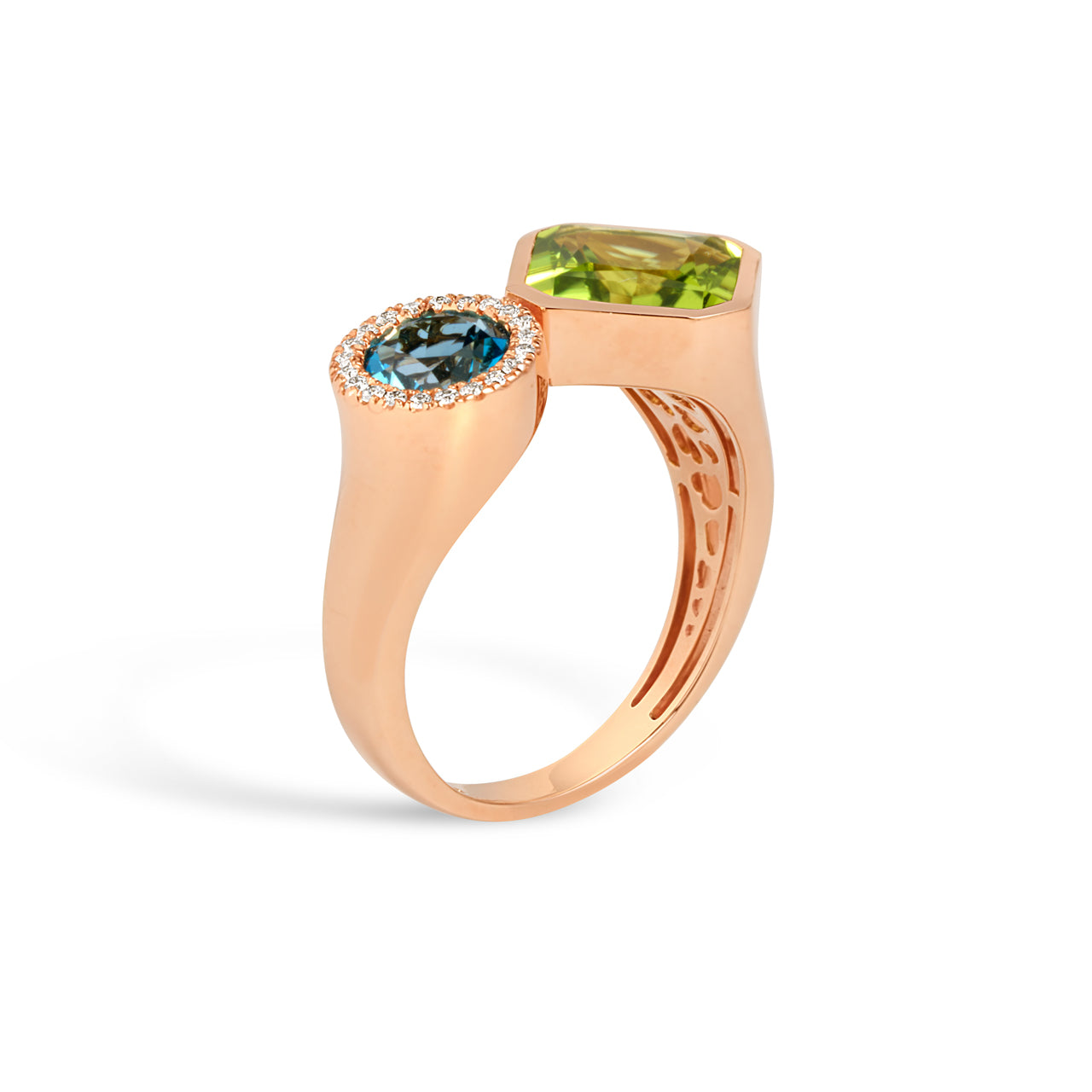 Peridot & Blue Topaz Toi Et Moi Ring