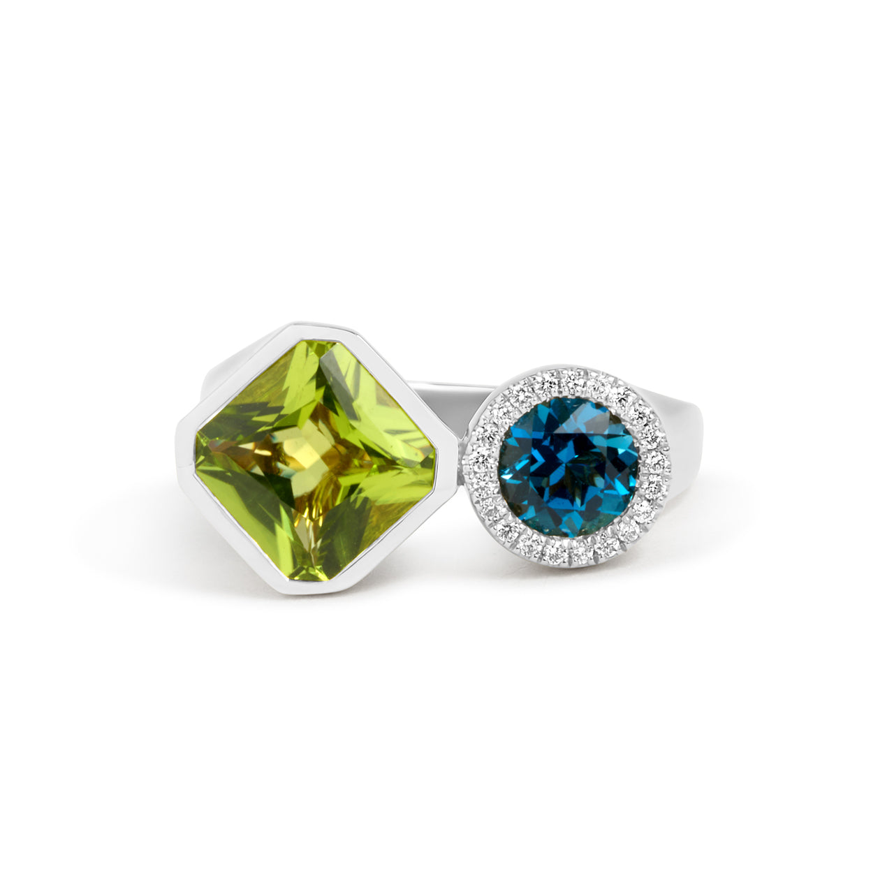 Peridot & Blue Topaz Toi Et Moi Ring