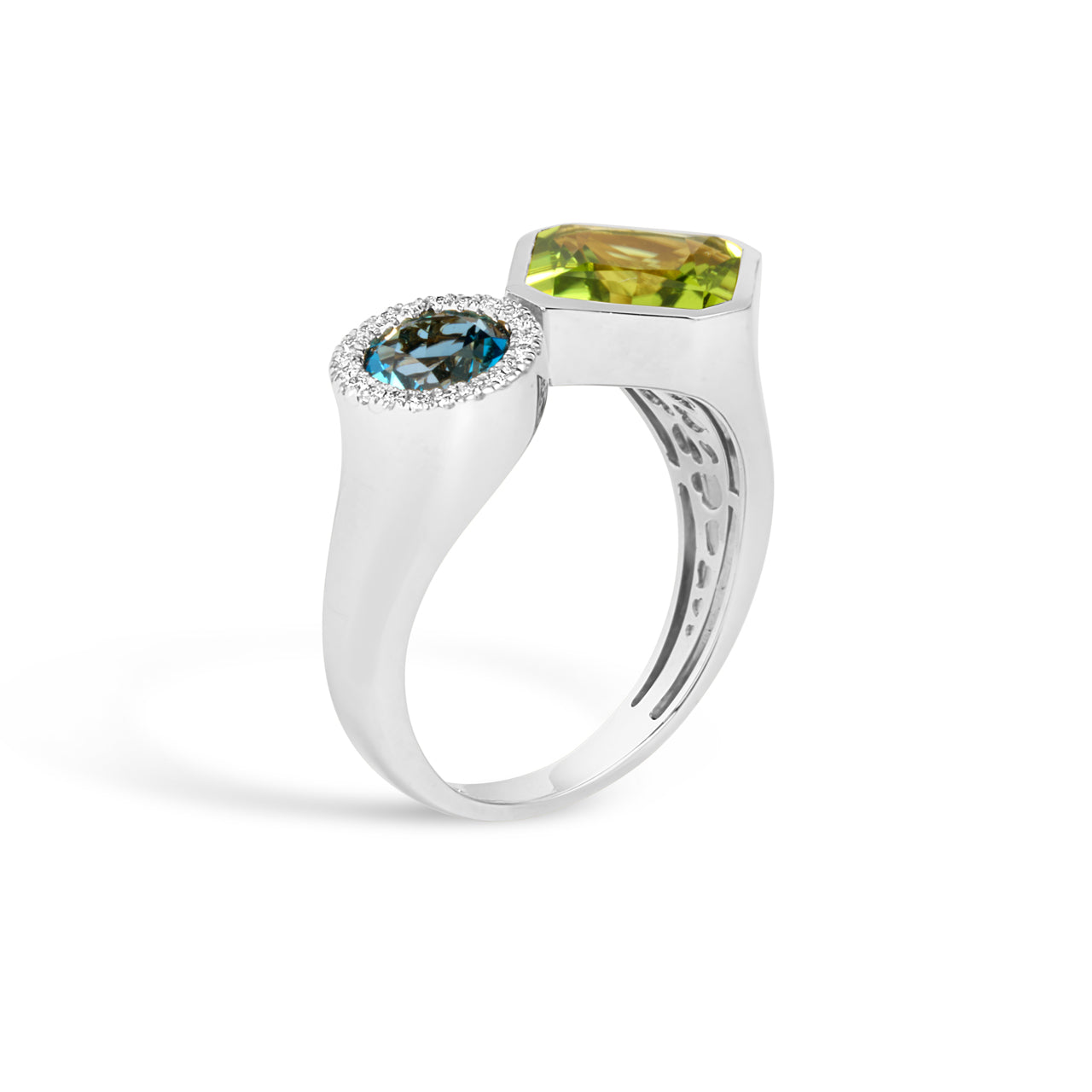 Peridot & Blue Topaz Toi Et Moi Ring