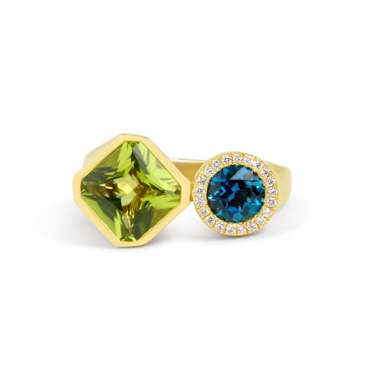 Peridot & Blue Topaz Toi Et Moi Ring