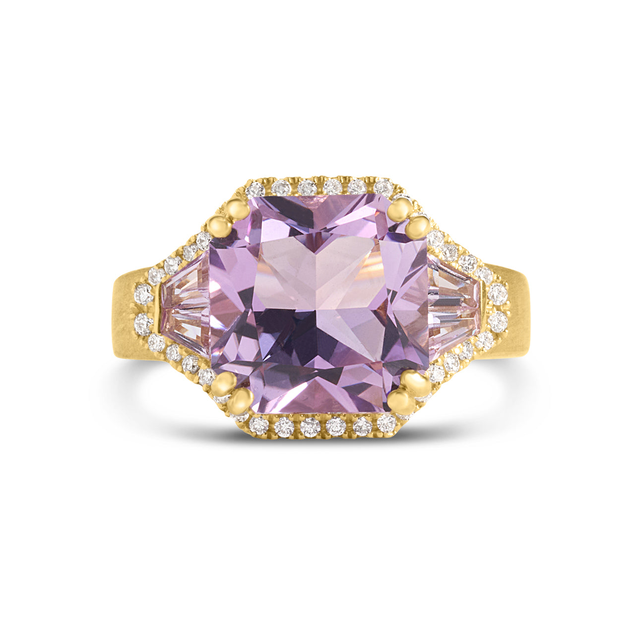 Amethyst & Diamond Radiant Ring