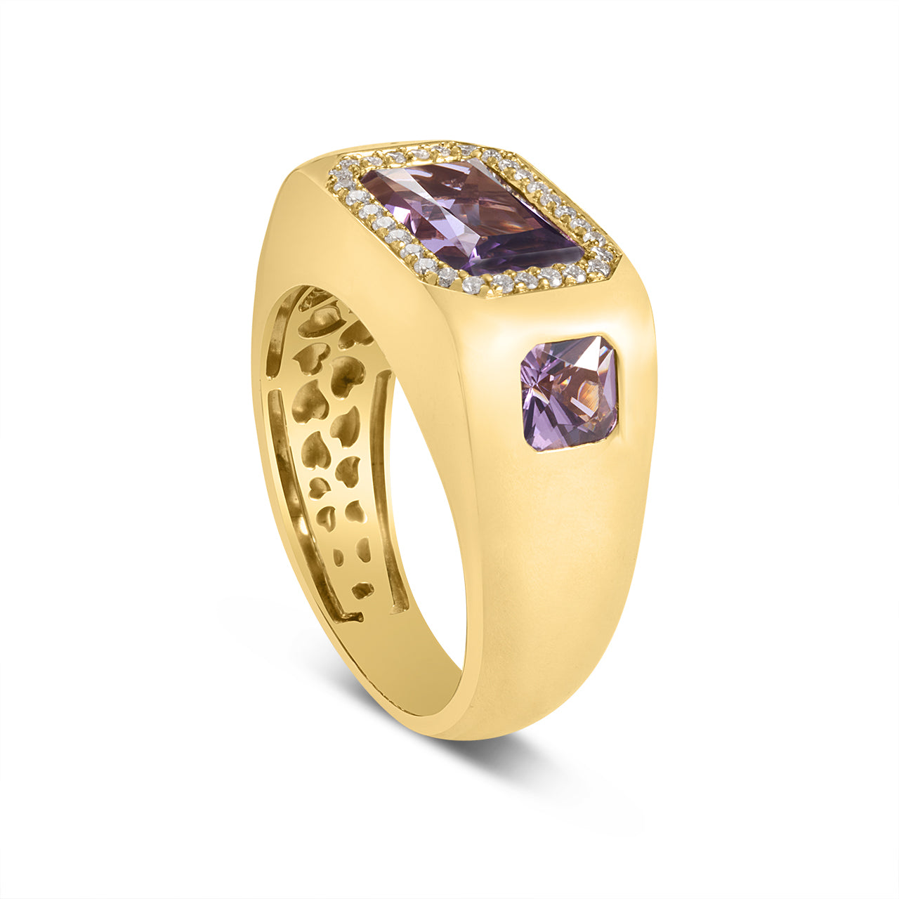 Amethyst & Diamond Signet Ring