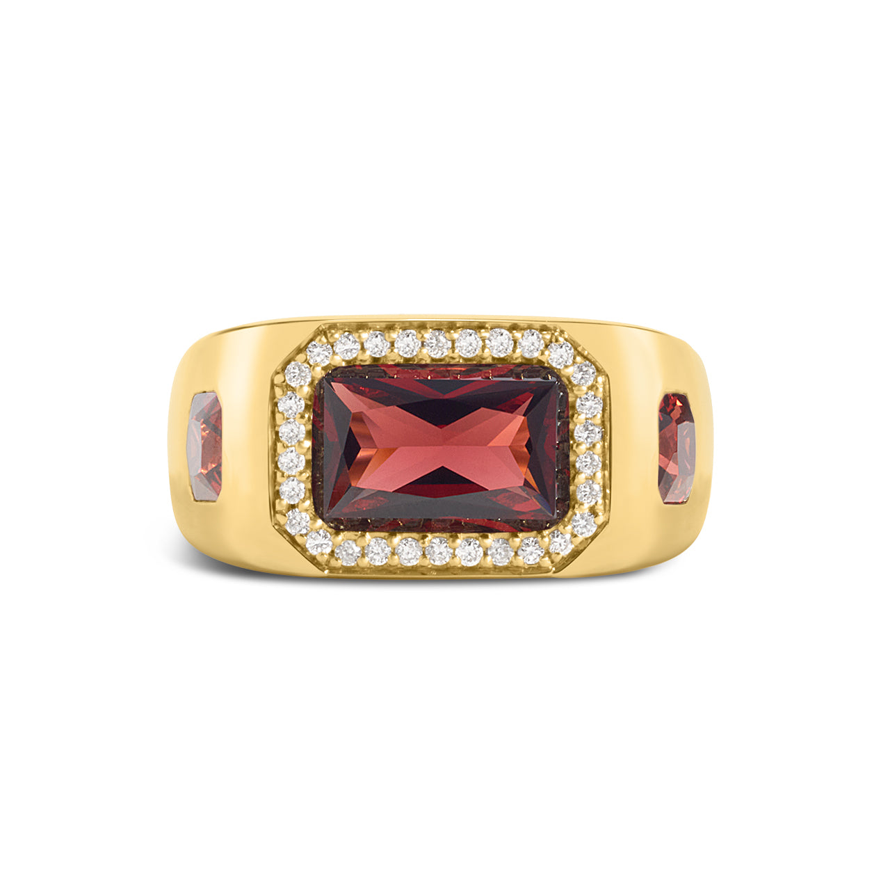 Garnet & Diamond Signet Ring