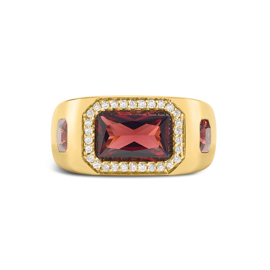 Garnet & Diamond Signet Ring