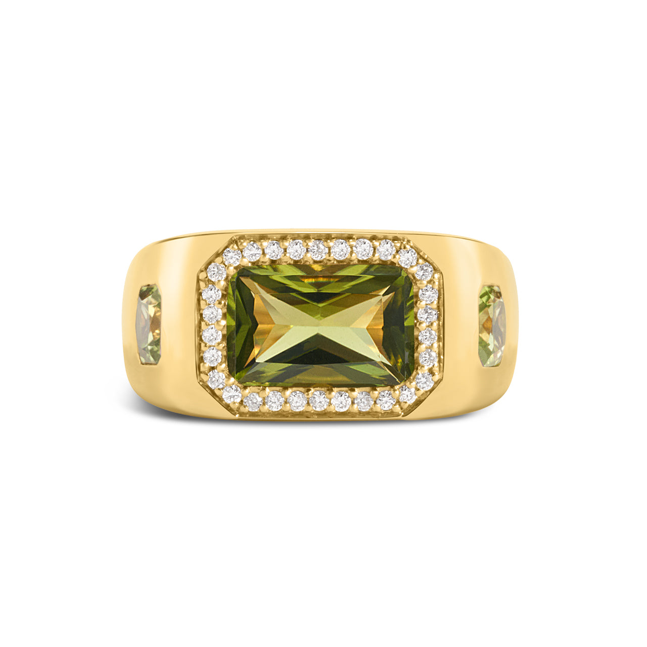 Peridot & Diamond Signet Ring