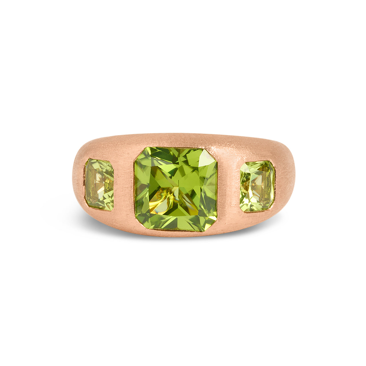 Peridot Radiant 3 stone Gypsy Ring