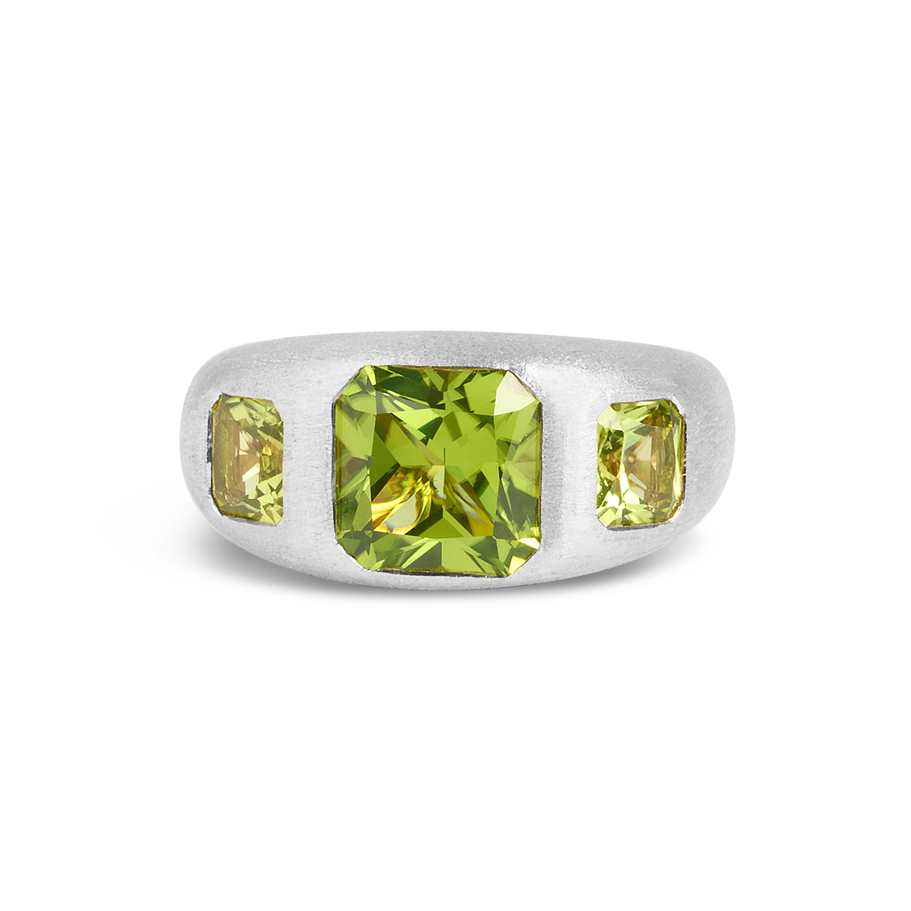 Peridot Radiant 3 stone Gypsy Ring
