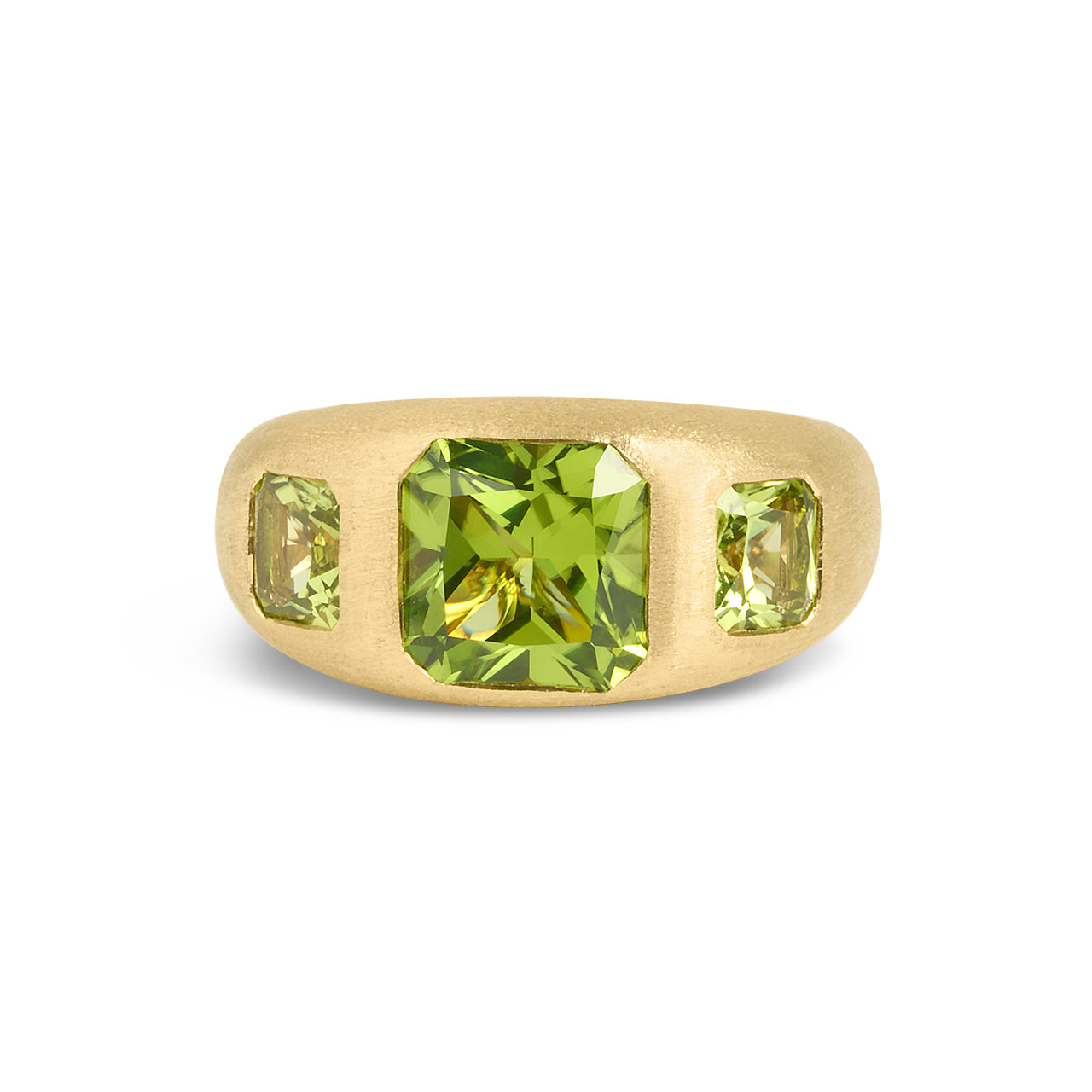 Peridot Radiant 3 stone Gypsy Ring