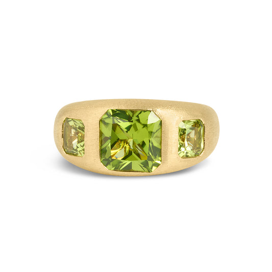 Peridot Radiant 3 stone Gypsy Ring