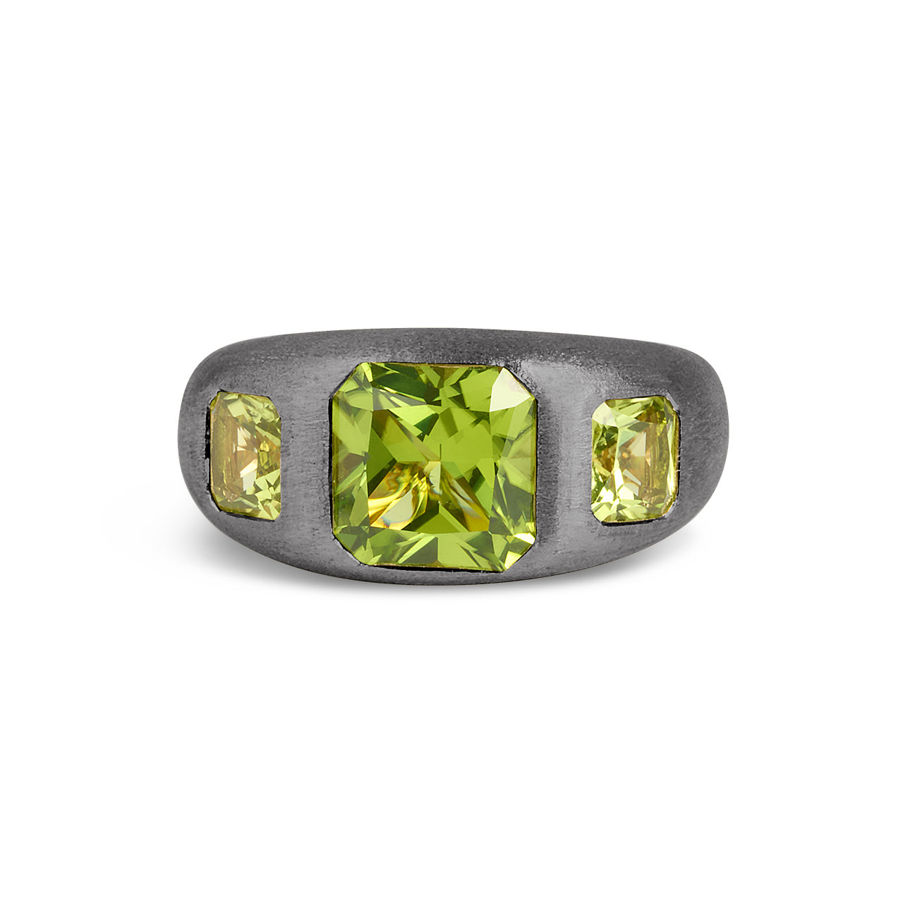 Peridot Radiant 3 stone Gypsy Ring
