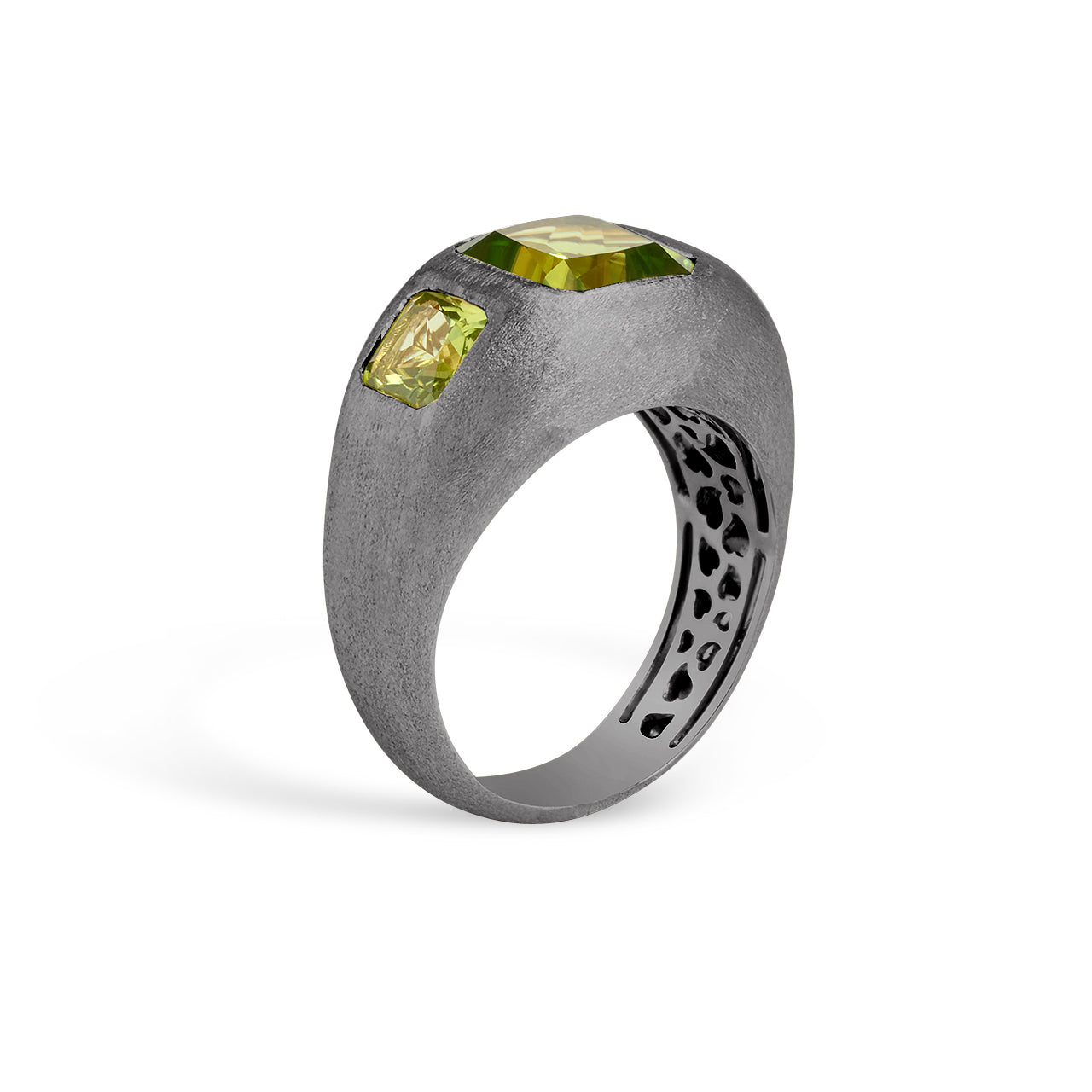 Peridot Radiant 3 stone Gypsy Ring