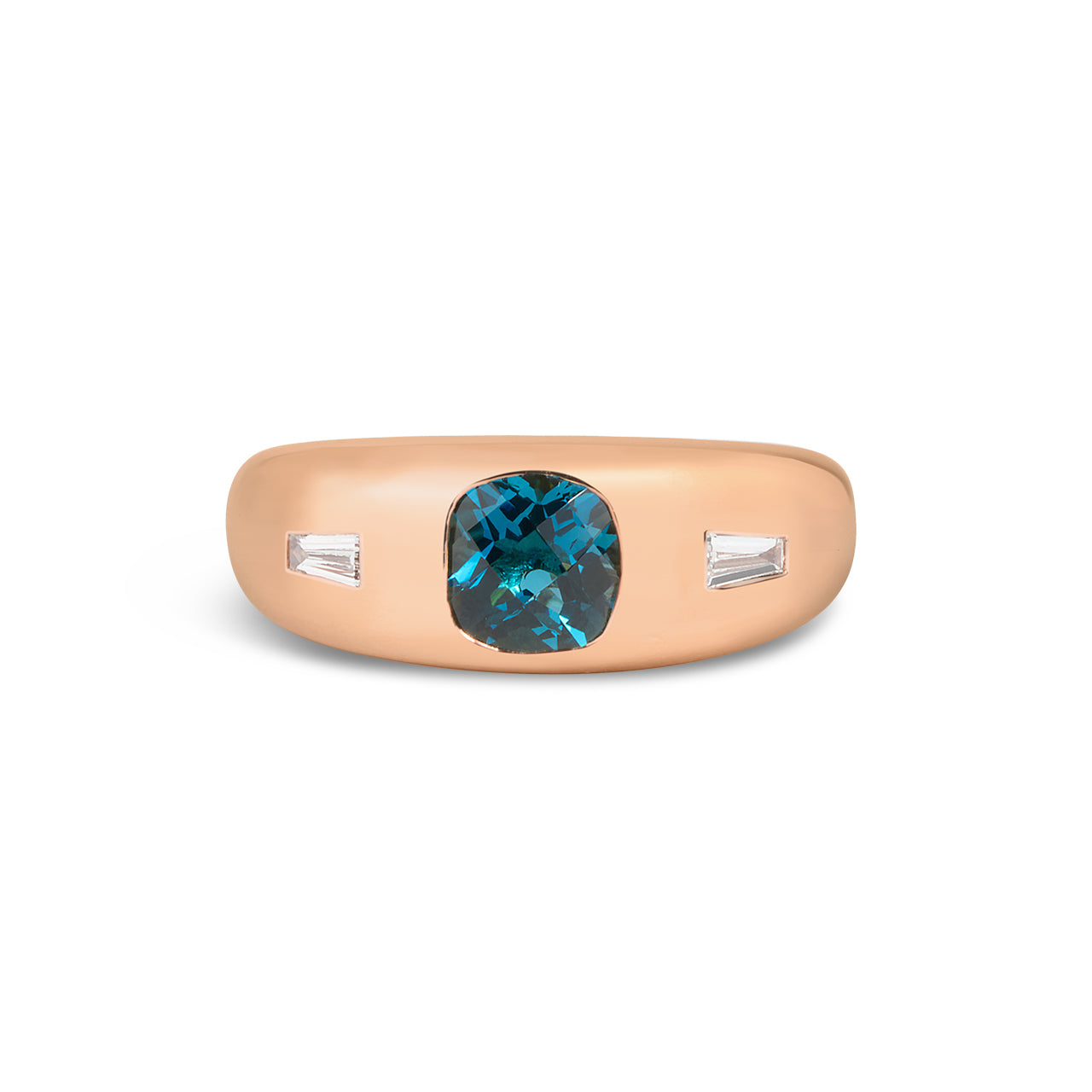 Blue Topaz & Diamond 3 Stone Gypsy Ring