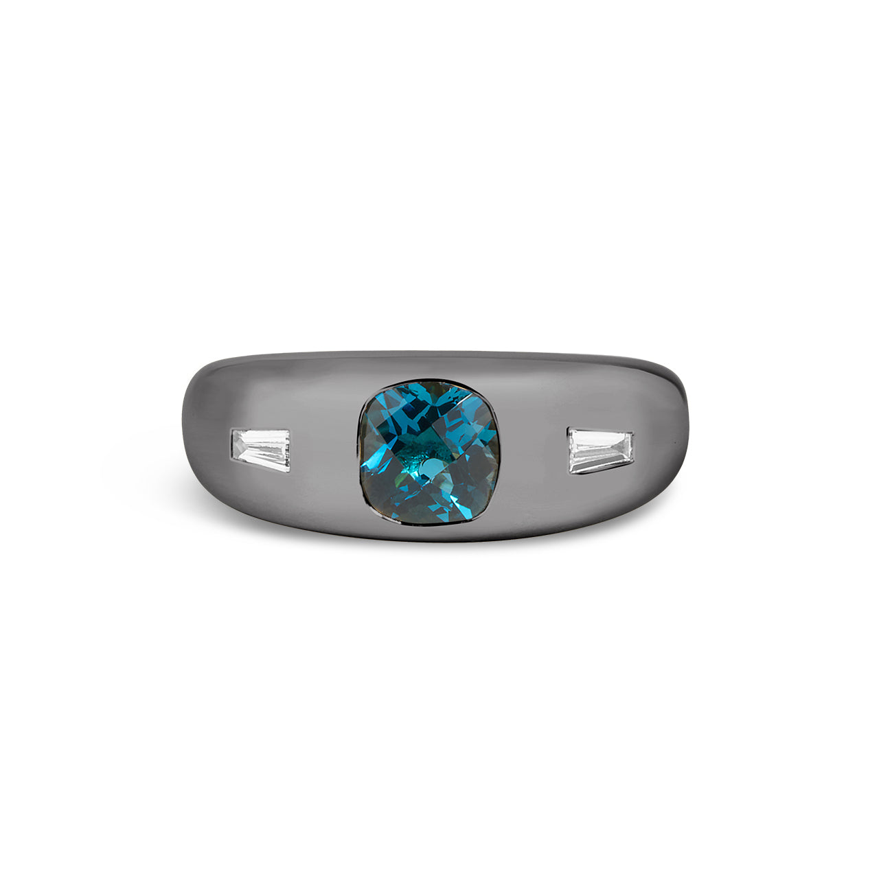 Blue Topaz & Diamond 3 Stone Gypsy Ring