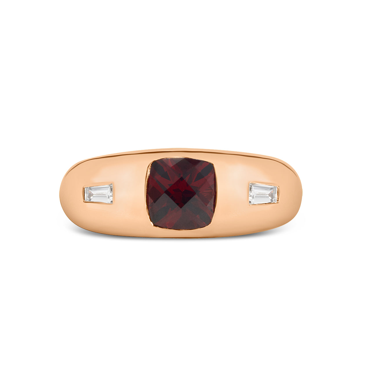 Garnet & Diamond 3 Stone Gypsy Ring