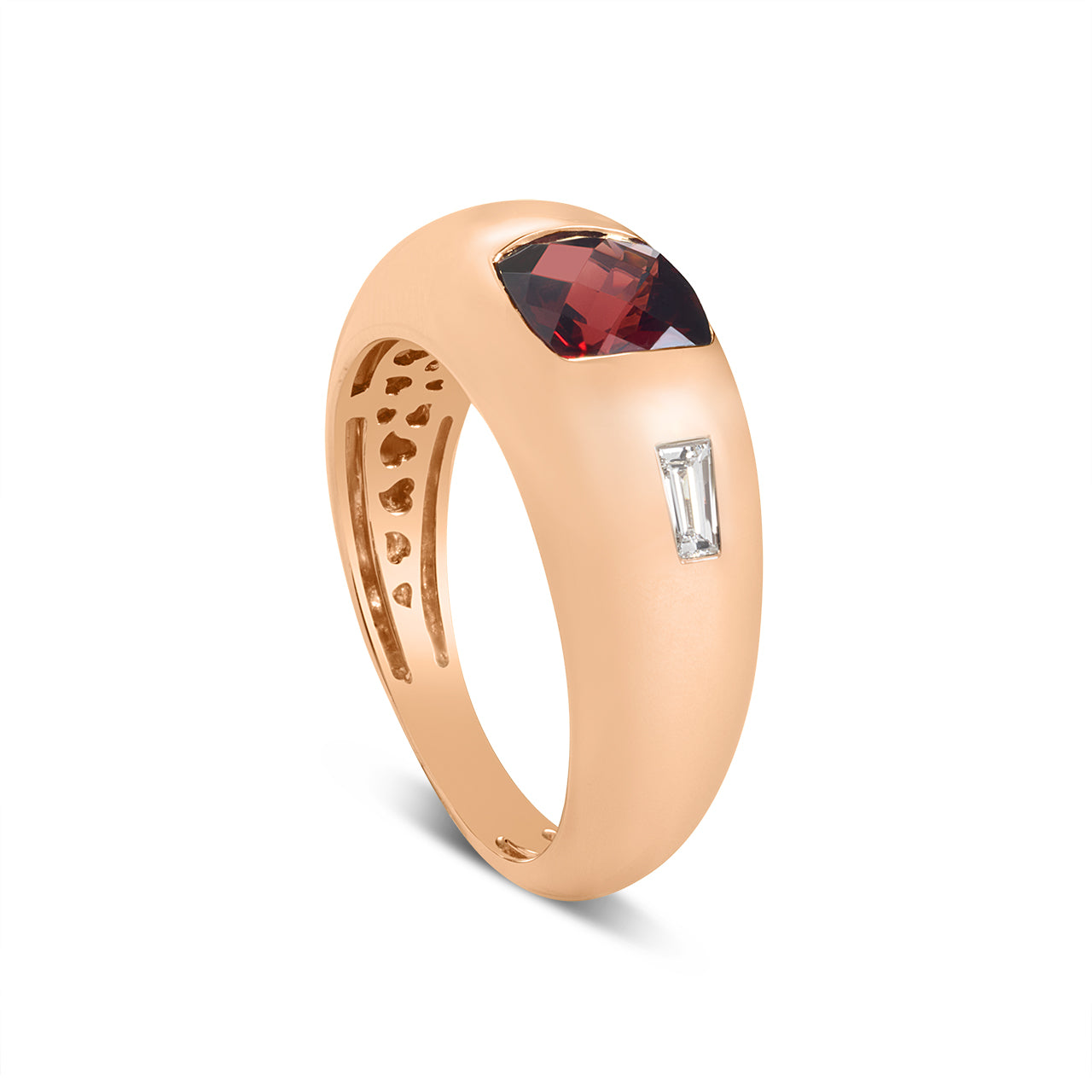 Garnet & Diamond 3 Stone Gypsy Ring
