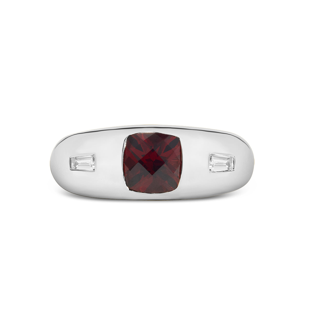 Garnet & Diamond 3 Stone Gypsy Ring