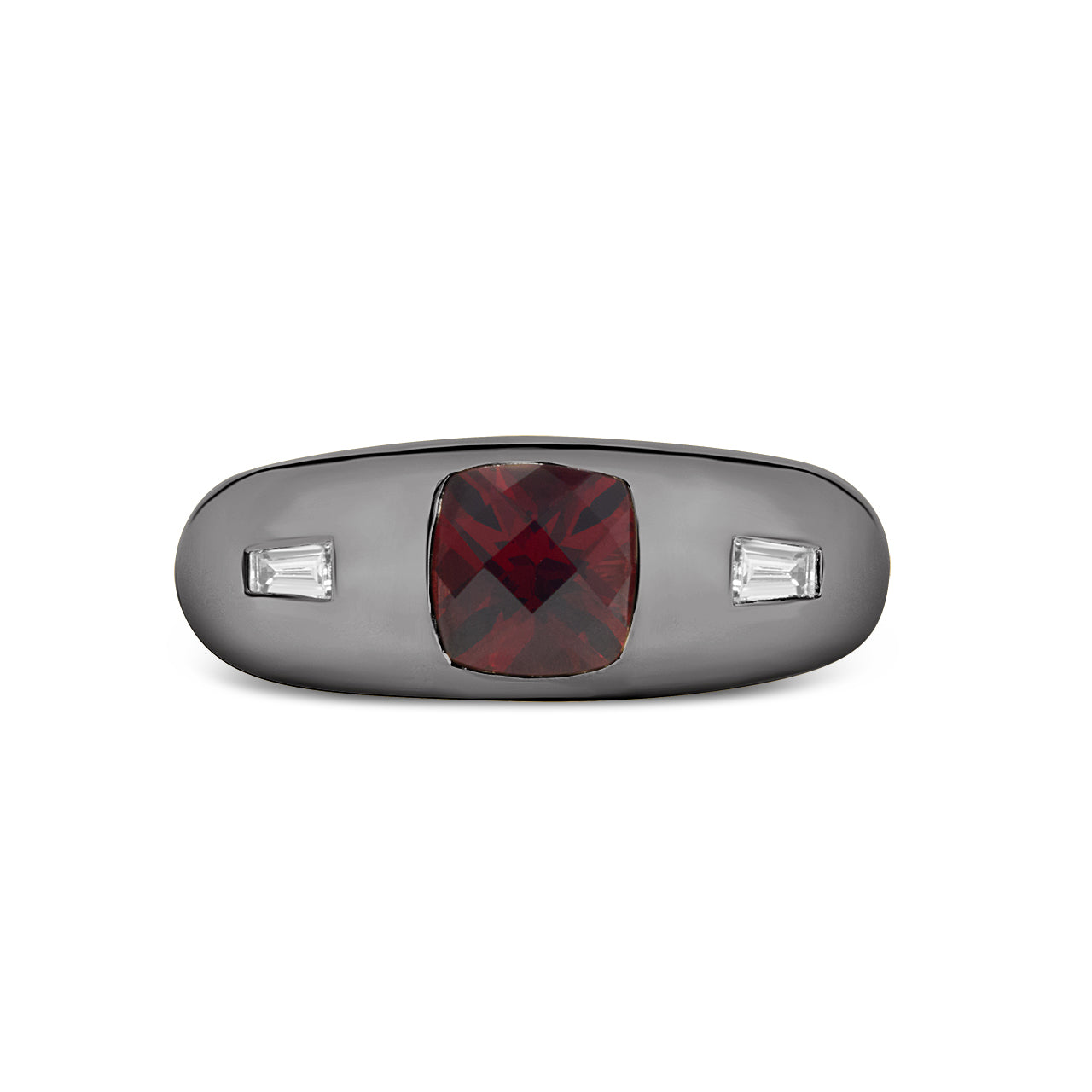 Garnet & Diamond 3 Stone Gypsy Ring