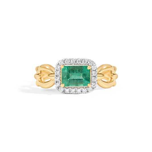 Emerald & Diamond Oval Link Ring