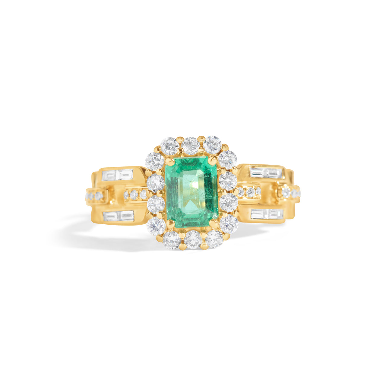 Emerald & Diamond Link Ring