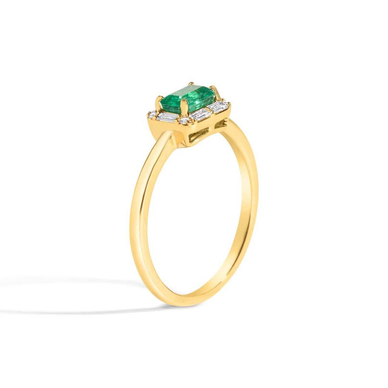 Emerald & Diamond East-West Ring
