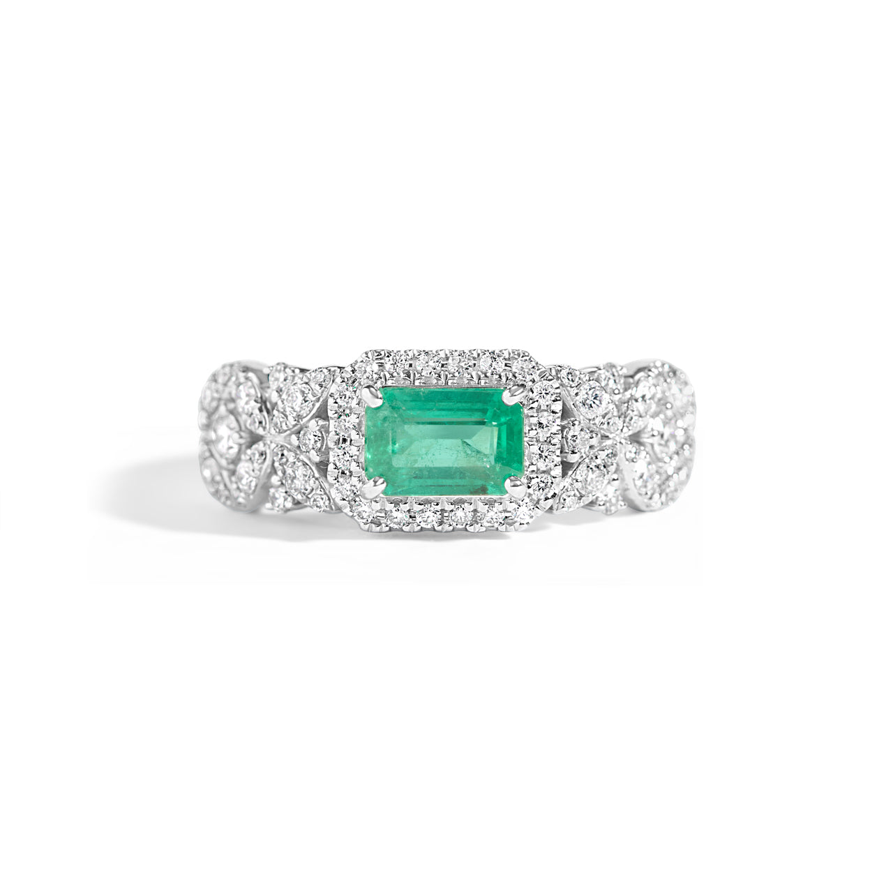 Emerald & Diamond Floret Ring