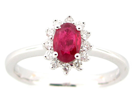 RUBY & DIAMOND RING, 18KW (H), C=0.56