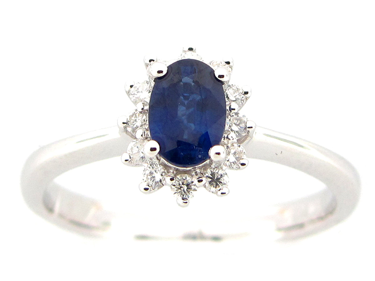 SAPPHIRE & DIAMOND RING, 18KW (H), C=0.56