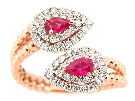 RUBY & DIAMOND RING, 14KR (H), C=0.31