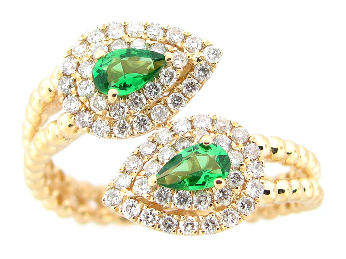TSAVORITE & DIAMOND RING, 14K (N), C=0.36