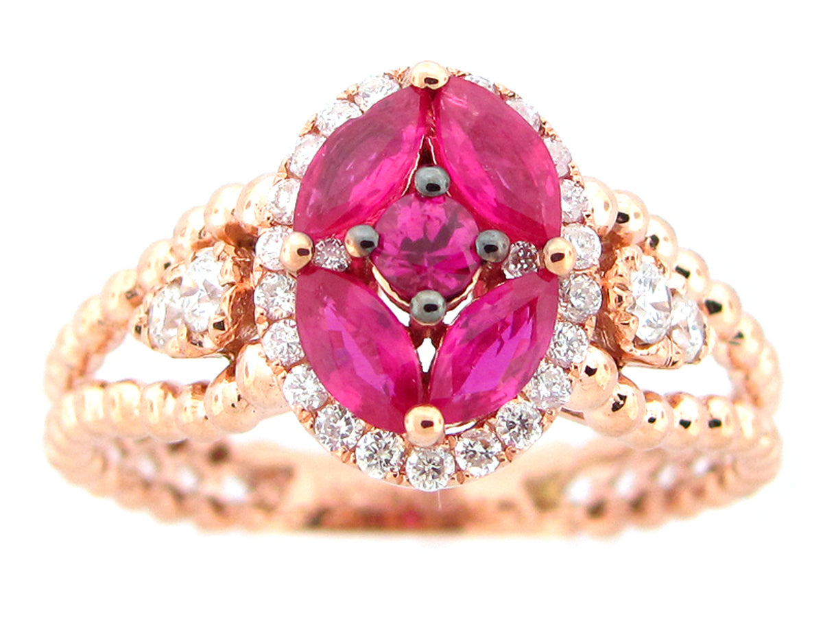 RUBY & DIAMOND RING, 14KR (H), C=0.75