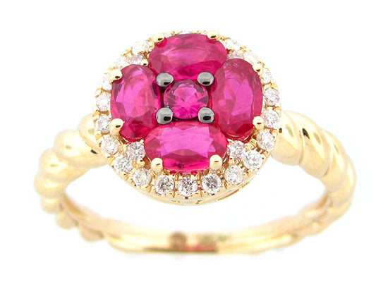 RUBY & DIAMOND RING, 14KY (H), C=0.96