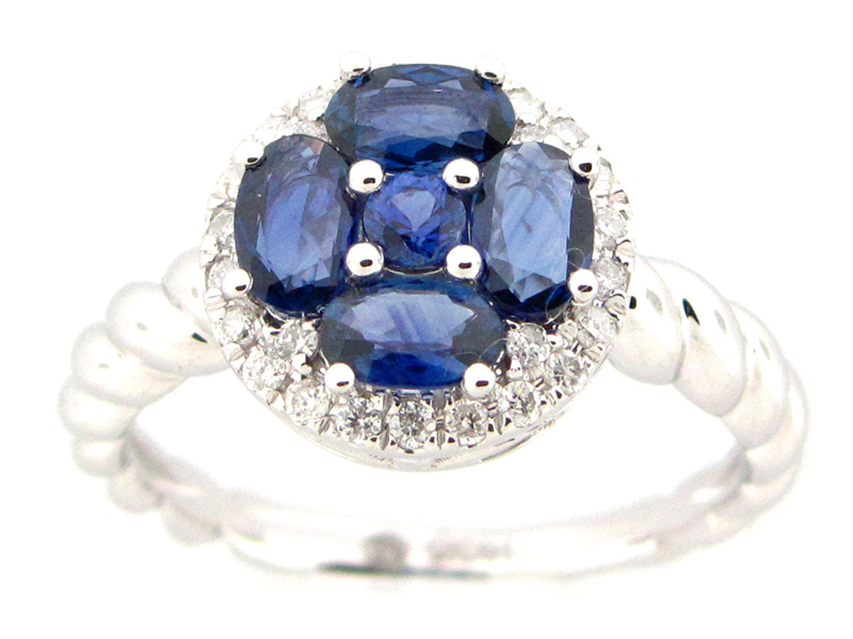 SAPPHIRE & DIAMOND RING, 14KW (H), C=1.05