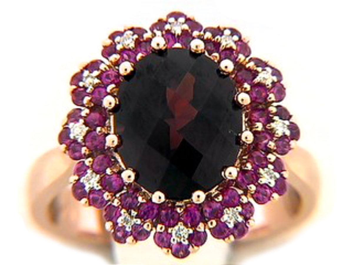 CHB GARNET, PINK SAPPHIRE & DIAMOND RING